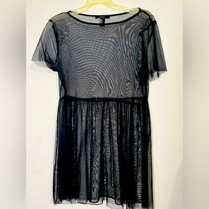 Forever 21 Mesh Overlay Baby Doll Mini Dress